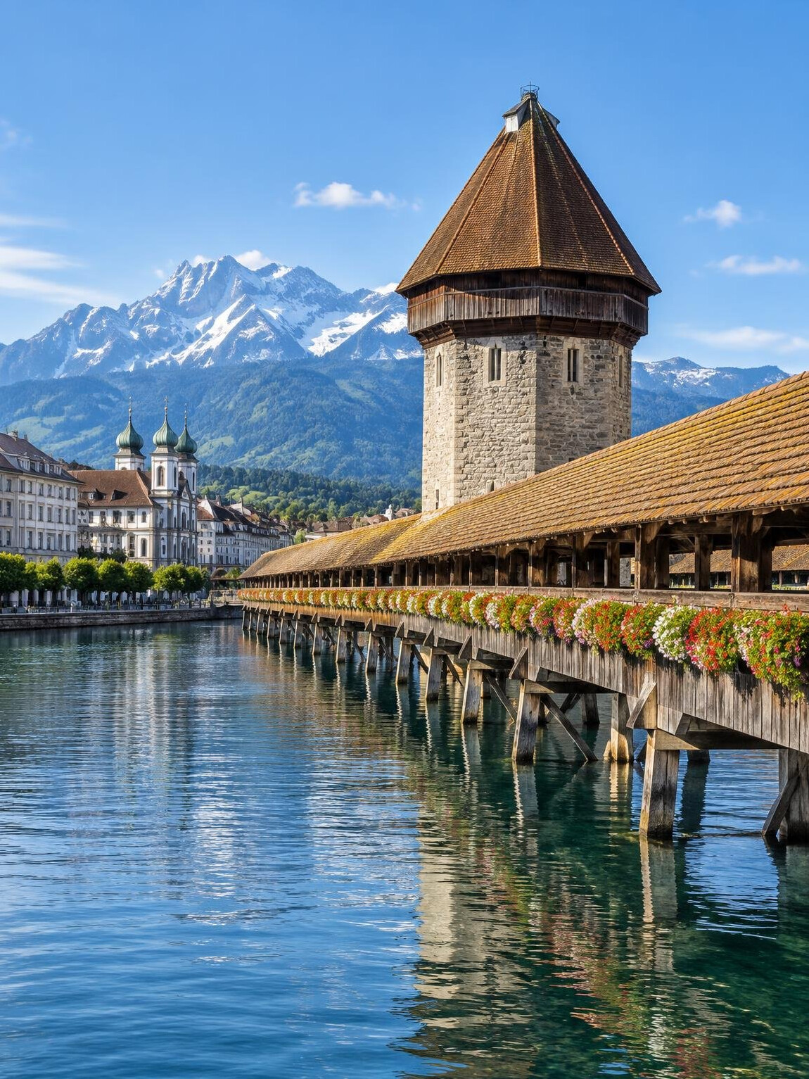 Lucerne Chapel Bridge over the Reuss river