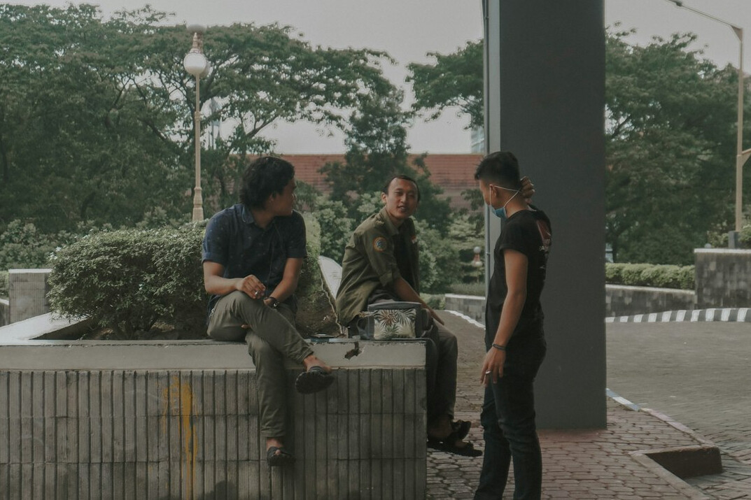 people chatting casually